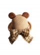 Khaki Cute All-Match Bear Ears Plaid Bowknot Decoration Sweet Lolita Hat