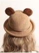 Khaki Cute All-Match Bear Ears Plaid Bowknot Decoration Sweet Lolita Hat