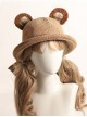Khaki Cute All-Match Bear Ears Plaid Bowknot Decoration Sweet Lolita Hat