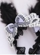 Black-White Plaid Bowknot Black Lace Fried Hair Rabbit Ear Design Sweet Lolita Headband