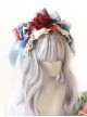 Snow White Series Handmade Blue Ribbon Red Rose Lace Classic Lolita Headband