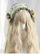 White-Green Contrasting Color Lace Rose Bowknot Decoration Classic Lolita Headband