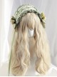 White-Green Contrasting Color Lace Rose Bowknot Decoration Classic Lolita Headband