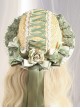 Pastoral Straw Hat Green Lace Ribbon Bowknot Rose Decorate Classic Lolita Hat
