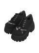 Black Simple All-Match Matte Round Toe Zipper Lace-Up Platform Shoes Punk Lolita Shoes