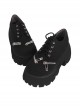 Black Simple All-Match Matte Round Toe Zipper Lace-Up Platform Shoes Punk Lolita Shoes