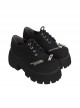 Black Simple All-Match Matte Round Toe Zipper Lace-Up Platform Shoes Punk Lolita Shoes