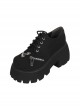 Black Simple All-Match Matte Round Toe Zipper Lace-Up Platform Shoes Punk Lolita Shoes