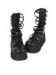 Simple Punk Style Hollow Buckle Strap Zipper Black Platform Shoes Punk Lolita Shoes