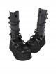 Simple Punk Style Hollow Buckle Strap Zipper Black Platform Shoes Punk Lolita Shoes