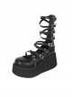 Simple Punk Style Hollow Buckle Strap Zipper Black Platform Shoes Punk Lolita Shoes