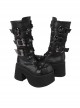 Black Punk Skull Buckle Matte Super High Heel Punk Lolita Boots