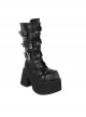 Black Punk Skull Buckle Matte Super High Heel Punk Lolita Boots