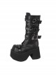 Black Punk Skull Buckle Matte Super High Heel Punk Lolita Boots