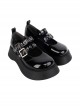 Black Patent Leather All-Match Daily Cute Round Toe Punk Lolita Buckle Platform Shoes