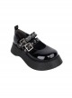 Black Patent Leather All-Match Daily Cute Round Toe Punk Lolita Buckle Platform Shoes