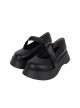 Simple All-match Round Toe Black Daily Matte PU Punk Lolita Shoes