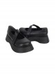 Simple All-match Round Toe Black Daily Matte PU Punk Lolita Shoes