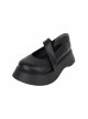 Simple All-match Round Toe Black Daily Matte PU Punk Lolita Shoes