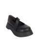 Simple All-match Round Toe Black Daily Matte PU Punk Lolita Shoes