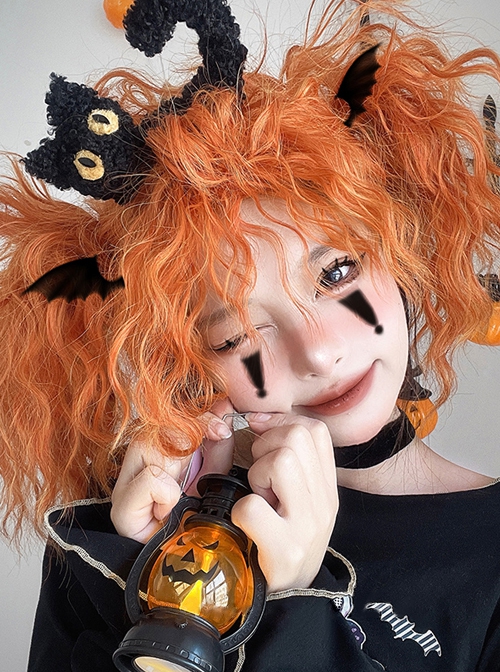 Pumpkin Yellow-Orange Explode Instant Noodle Curly Long Curly Hair Sweet Lolita Wig