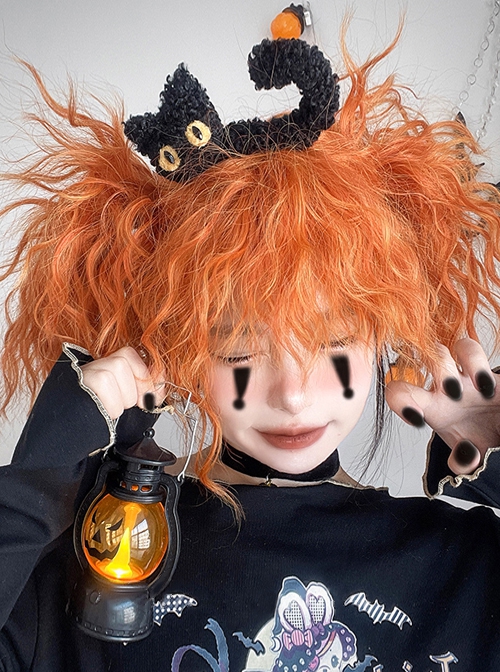 Pumpkin Yellow-Orange Explode Instant Noodle Curly Long Curly Hair Sweet Lolita Wig