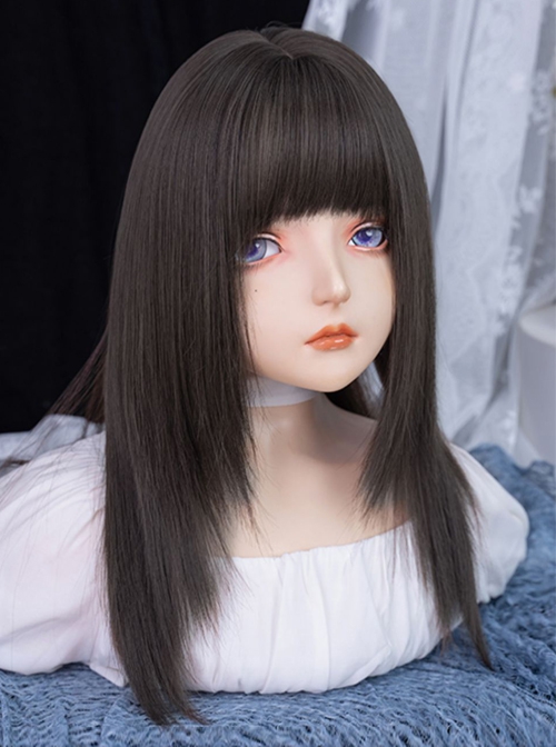 Black-Brown Daily All-Match Layered Long Straight Hair Classic Lolita Wig