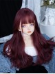 Wine Red Sweet-Cool Girl Cute Air Bangs Long Curly Hair Sweet Lolita Wig