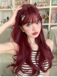 Wine Red Sweet-Cool Girl Cute Air Bangs Long Curly Hair Sweet Lolita Wig