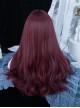 Wine Red Sweet-Cool Girl Cute Air Bangs Long Curly Hair Sweet Lolita Wig