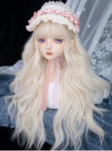 White-Gold Fashion Daily Classic Lolita Air Bangs Long Curly Wig