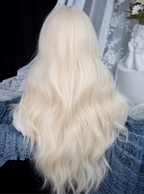 White-Gold Fashion Daily Classic Lolita Air Bangs Long Curly Wig