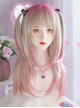 Sweet-Cool Girl's Head Tail Gradient Pink Natural Long Straight Hair Sweet Lolita Wig