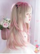 Sweet-Cool Girl's Head Tail Gradient Pink Natural Long Straight Hair Sweet Lolita Wig