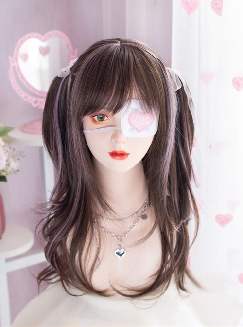 Black-Brown Mixed Color Light Purple Sweet-Cool Girl Natural Sweet Lolita Wig