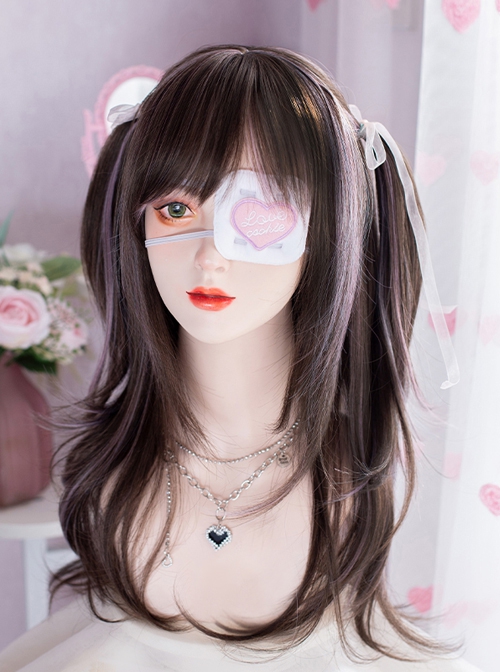 Black-Brown Mixed Color Light Purple Sweet-Cool Girl Natural Sweet Lolita Wig