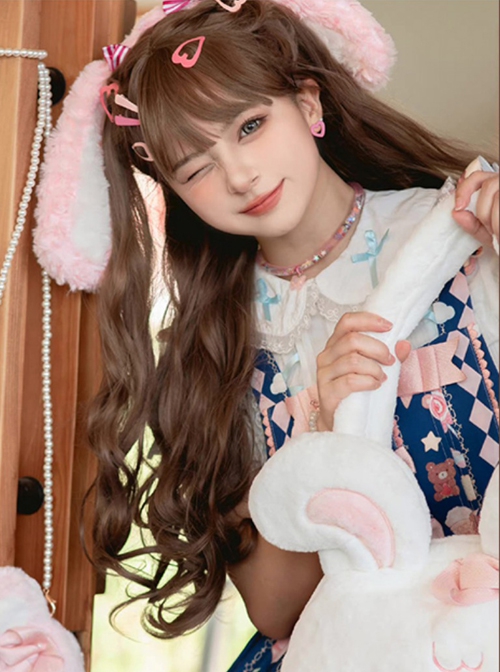 Brown Eared Rabbit Series Daily Natural Brown Classic Lolita Long Curly Wig