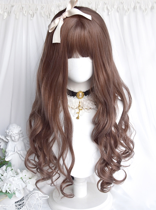 Brown Eared Rabbit Series Daily Natural Brown Classic Lolita Long Curly Wig