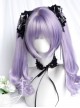 Light Purple Short Straight Hair Sweet Tiger Mouth Clip Long Curly Double Ponytail Sweet Lolita Wig