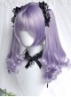 Light Purple Short Straight Hair Sweet Tiger Mouth Clip Long Curly Double Ponytail Sweet Lolita Wig