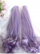 Light Purple Short Straight Hair Sweet Tiger Mouth Clip Long Curly Double Ponytail Sweet Lolita Wig