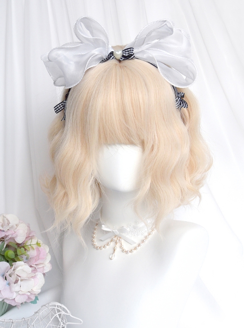 Alice's Cat Series White-Golden Wool Curly Short Curly Hair Sweet Lolita Wig