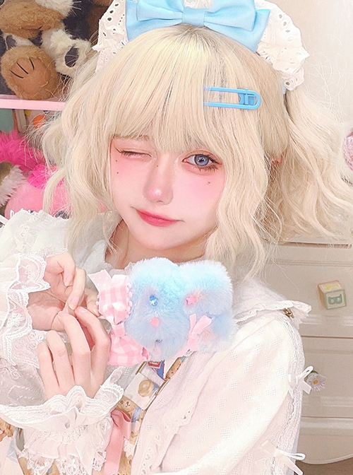Alice's Cat Series White-Golden Wool Curly Short Curly Hair Sweet Lolita Wig