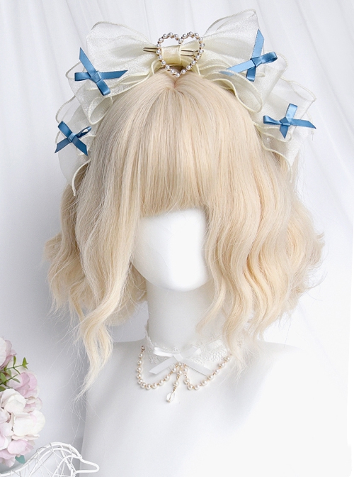 Alice's Cat Series White-Golden Wool Curly Short Curly Hair Sweet Lolita Wig