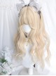 Alice's Cat Series Sweet Lolita White-Golden Air Bangs Long Curly Hair Wig