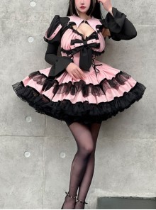 Demon Contract Series Sexy Spring Summer Contrast Color Sweet-Cool Girl Halloween Gothic Lolita Sleeveless Dress Suit