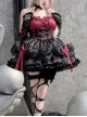 Succubus Rose Style Vintage Elegant Jacquard Lace-Up Bowknot Decoration Sexy Halter Neck Gothic Lolita Sleeveless Dress