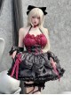 Succubus Rose Style Vintage Elegant Jacquard Lace-Up Bowknot Decoration Sexy Halter Neck Gothic Lolita Sleeveless Dress