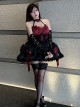 Succubus Rose Style Vintage Elegant Jacquard Lace-Up Bowknot Decoration Sexy Halter Neck Gothic Lolita Sleeveless Dress