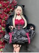 Succubus Rose Style Vintage Elegant Jacquard Lace-Up Bowknot Decoration Sexy Halter Neck Gothic Lolita Sleeveless Dress